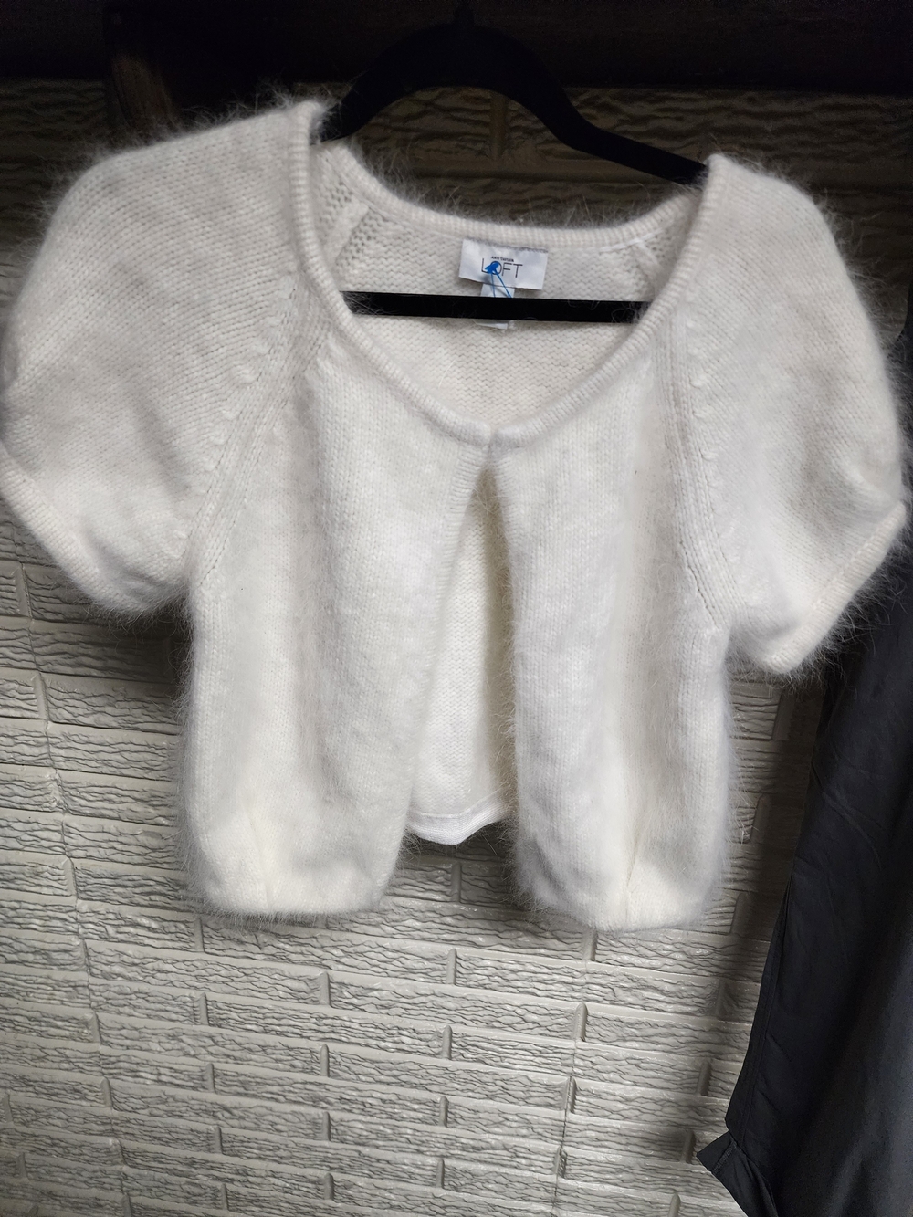 Ann Taylor White Angora-wool Blend Short-Sleeve Shrug